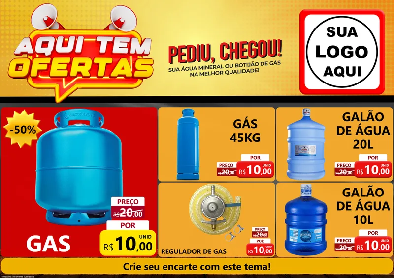 Modelo de Encarte para Encarte A4 Horizontal com o tema Aqui Tem Ofertas para Água e gás