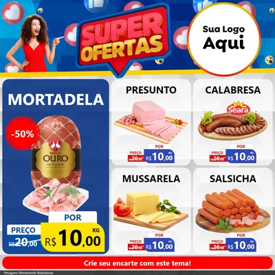 Modelo de Rede Social para Feed Facebook com o tema Super Ofertas para Frios e Laticínios