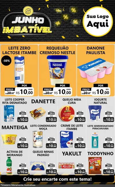 Modelo de Encarte para Encarte Grande com o tema Junho Imbatível para Frios e Laticínios