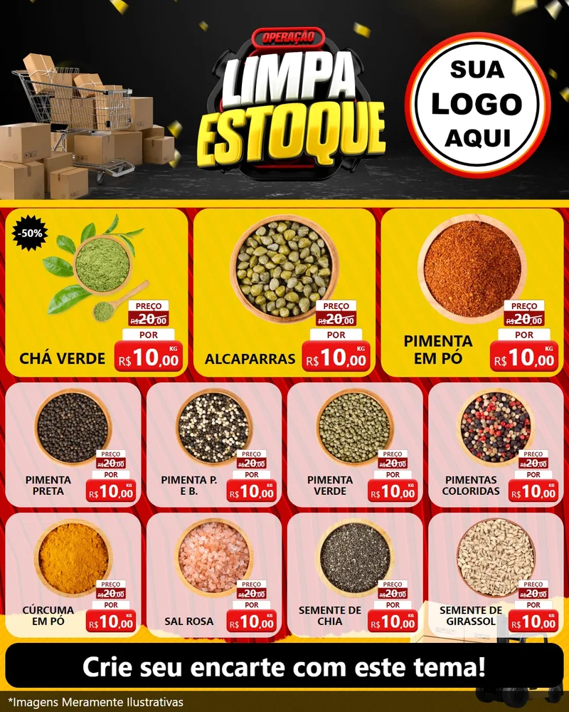 Modelo de Rede Social para Feed Instagram com o tema Operação Limpa Estoque para Produtos Naturais