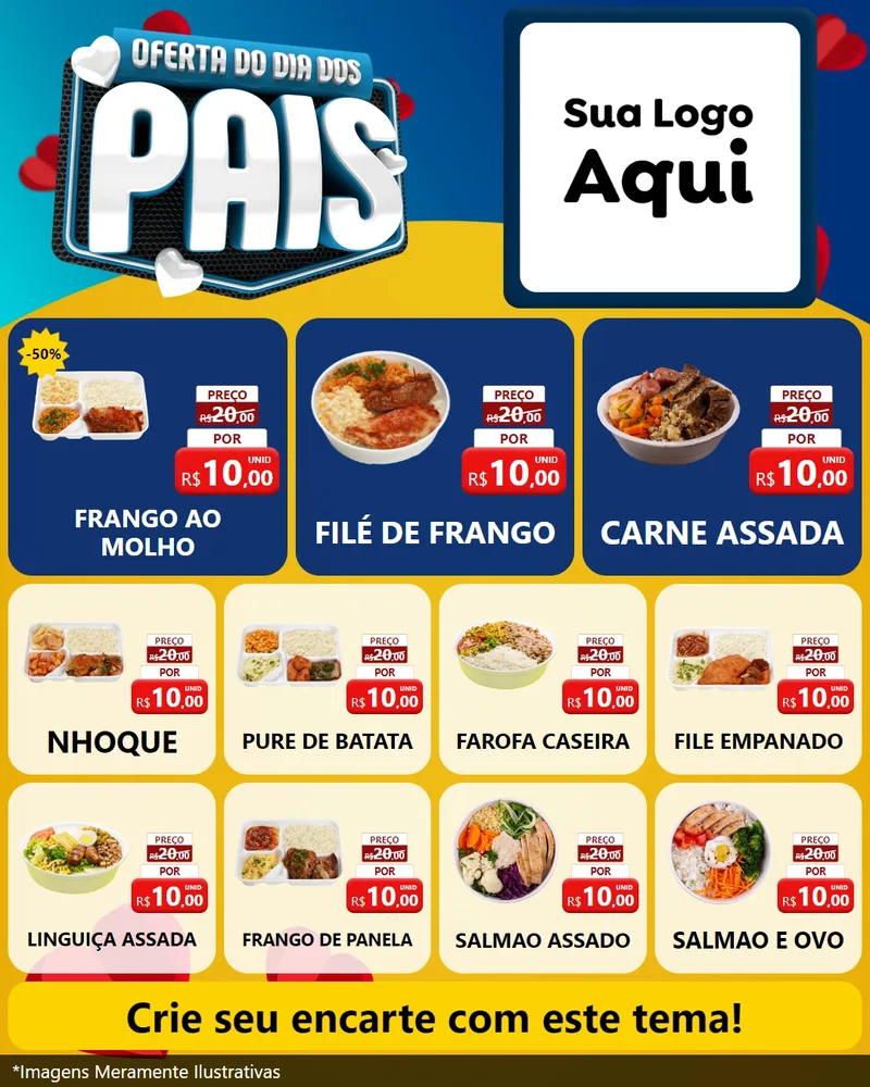 Modelo de Rede Social para Feed Instagram com o tema Oferta Do Dia Dos Pais para Restaurante