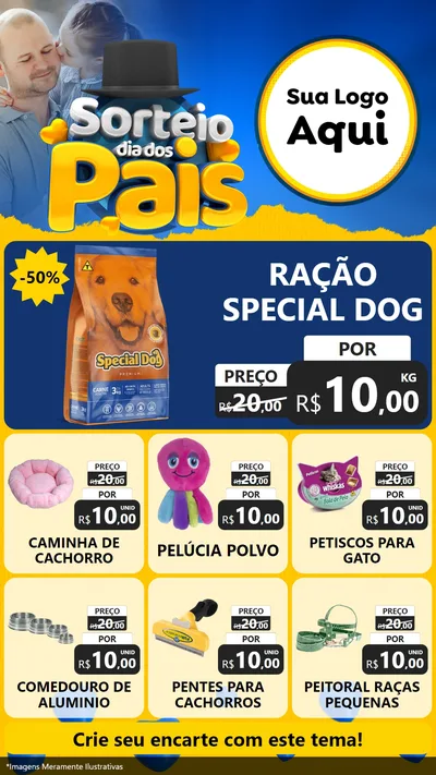 Modelo de Rede Social para Stories com o tema Sorteio Dia Dos Pais para Pet Shop