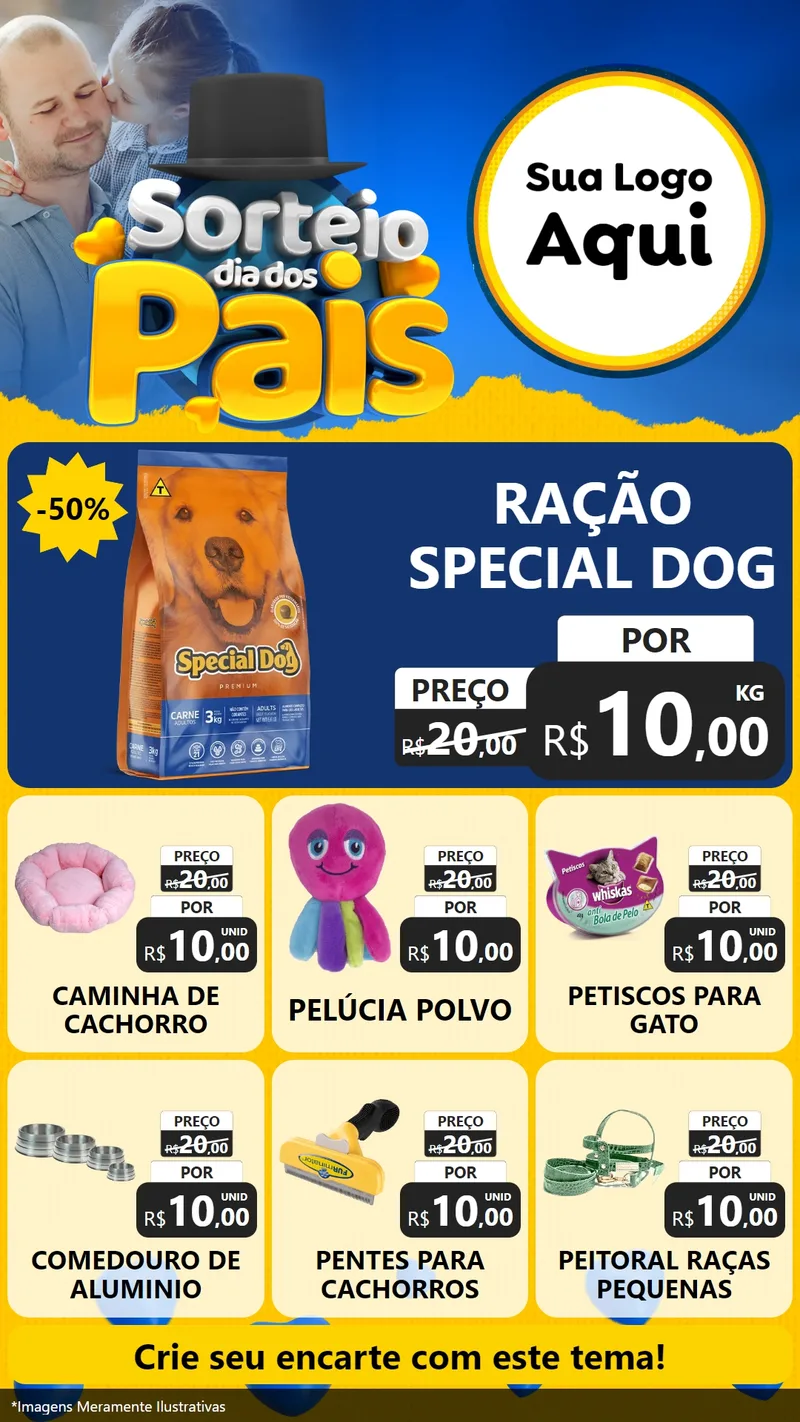 Modelo de Rede Social para Stories com o tema Sorteio Dia Dos Pais para Pet Shop