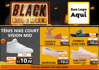 Modelo de Encarte para Encarte A4 Horizontal com o tema Black November para Calçados