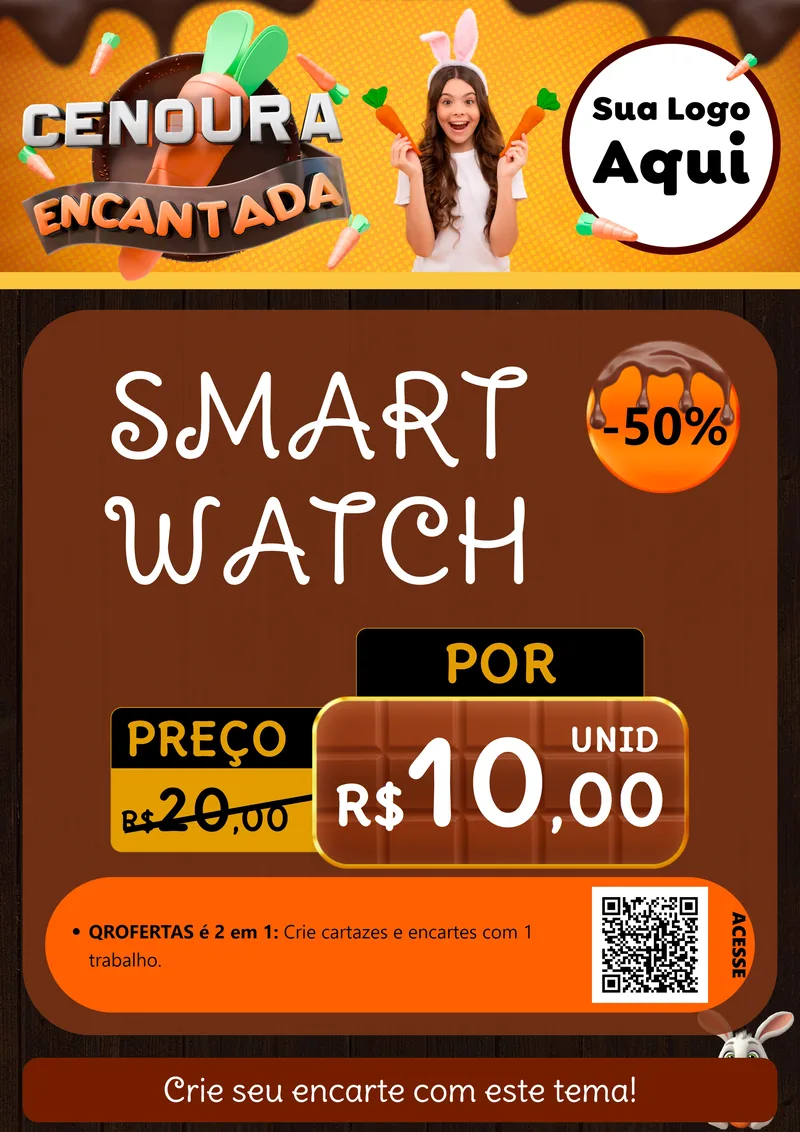 Modelo de Cartaz para Cartaz A4 Vertical com o tema Cenoura Encantada - Páscoa para Informática