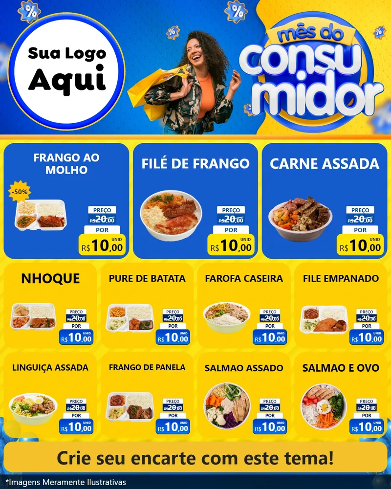 Modelo de Rede Social para Feed Instagram com o tema Mês do Consumidor para Restaurante