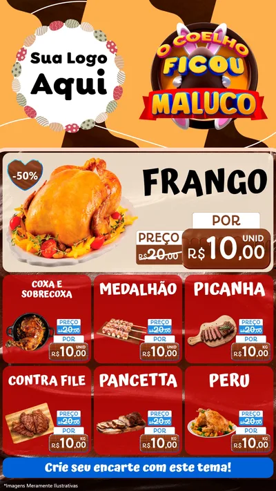 Modelo de Rede Social para Stories com o tema O Coelho Ficou Maluco - Páscoa para Assados