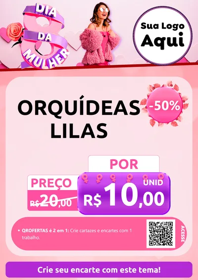 Modelo de Cartaz para Cartaz A4 Vertical com o tema Dia da Mulher para Floricultura e jardim