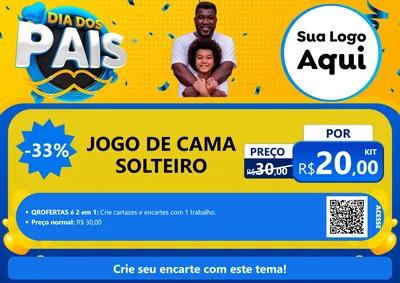 Modelo de Cartaz para Cartaz A4 Horizontal com o tema Dia dos Pais para Cama, Mesa e Banho