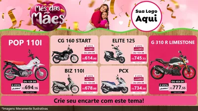 Modelo de TV para TV Horizontal com o tema Mês das Mães para Concessionaria de Motos
