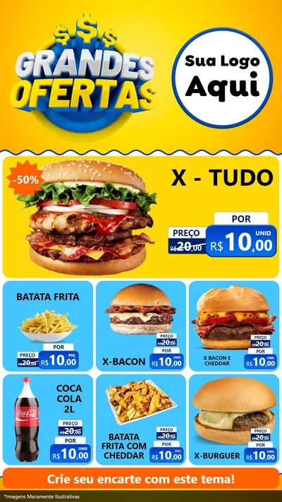 Modelo de Rede Social para Stories com o tema Grandes Ofertas para Hamburgueria