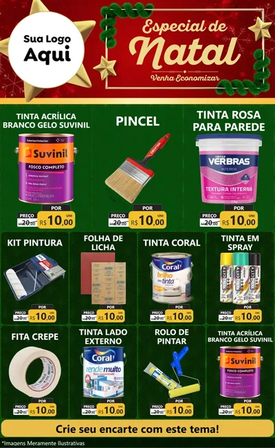 Modelo de Encarte para Encarte Grande com o tema Especial de Natal para Tintas e Ferramentas