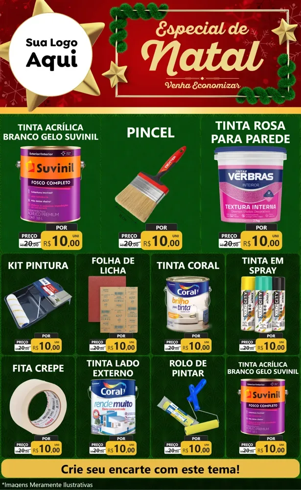Modelo de Encarte para Encarte Grande com o tema Especial de Natal para Tintas e Ferramentas