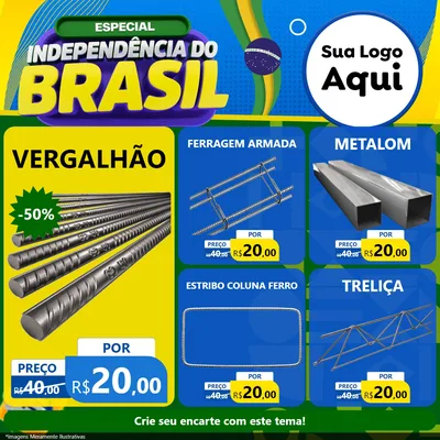 Modelo de Rede Social para Feed Facebook com o tema Especial Independência do Brasil para Ferragens