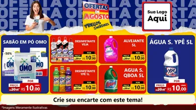 Modelo de TV para TV Horizontal com o tema Ofertas de Agosto - Preços Incríveis para Produtos de Limpeza