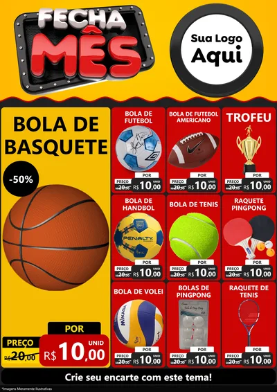 Modelo de Encarte para Encarte A4 Vertical com o tema Fecha Mês para Artigos Esportivos