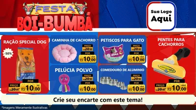 Modelo de TV para TV Horizontal com o tema Festa Boi Bumbá para Pet Shop