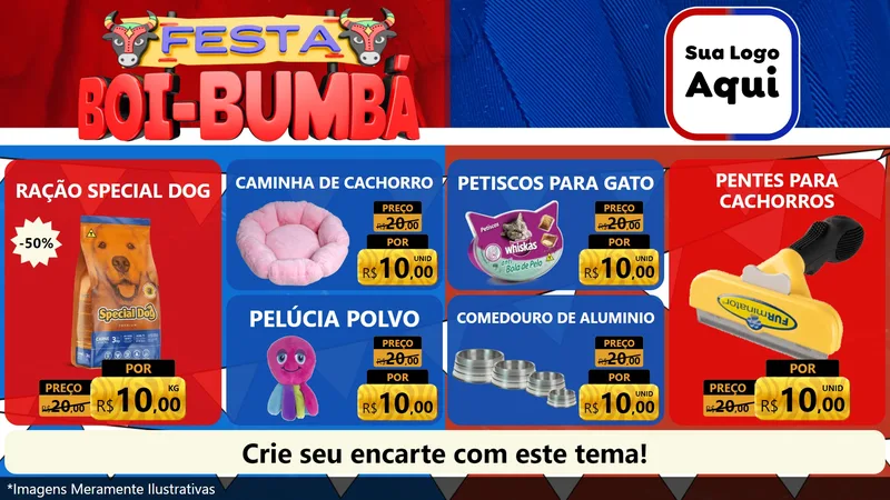 Modelo de TV para TV Horizontal com o tema Festa Boi Bumbá para Pet Shop