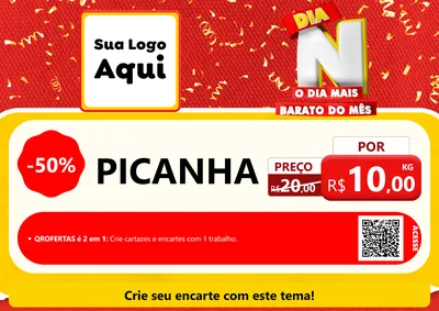 Modelo de Cartaz para Cartaz A4 Horizontal com o tema Dia N o Dia Mais Barato do Mês para Açougue