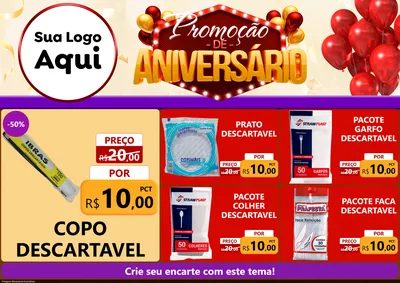 Modelo de Encarte para Encarte A4 Horizontal com o tema Promoção de Aniversário para Embalagens