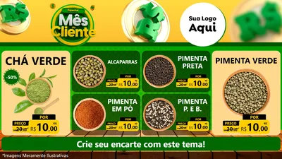 Modelo de TV para TV Horizontal com o tema Especial Mês do Cliente para Produtos Naturais