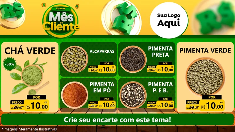 Modelo de TV para TV Horizontal com o tema Especial Mês do Cliente para Produtos Naturais