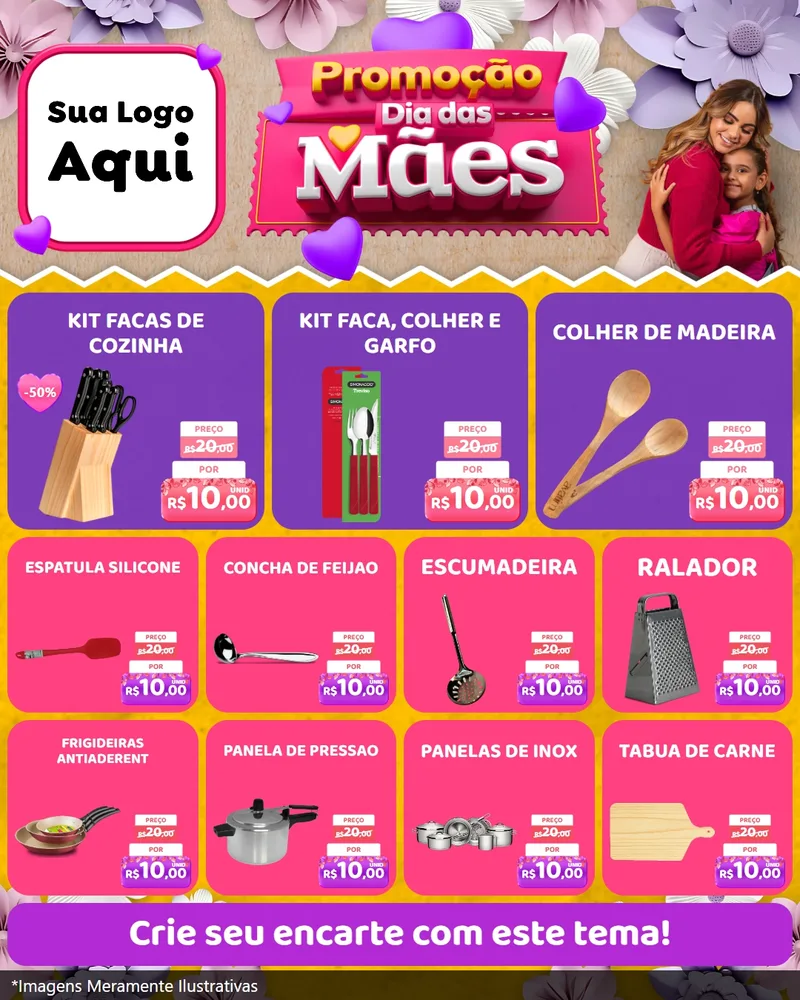 Modelo de Rede Social para Feed Instagram com o tema Promoção Dia das Mães para Utilidades Domésticas