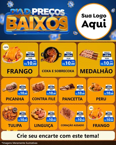Modelo de Rede Social para Feed Instagram com o tema Dia D Preço Baixo para Assados