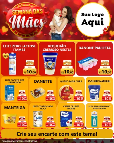 Modelo de Rede Social para Feed Instagram com o tema Semana das Mães para Frios e Laticínios