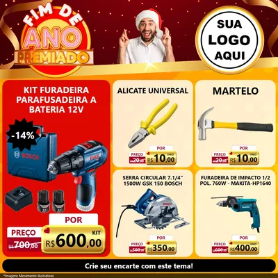 Modelo de Rede Social para Feed Facebook com o tema Fim de Ano Premiado para Maquinas e Ferramentas