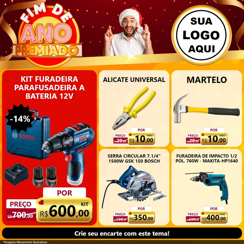 Modelo de Rede Social para Feed Facebook com o tema Fim de Ano Premiado para Maquinas e Ferramentas