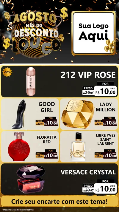 Modelo de TV para TV Vertical com o tema Agosto Mês do Desconto Louco para Perfumes