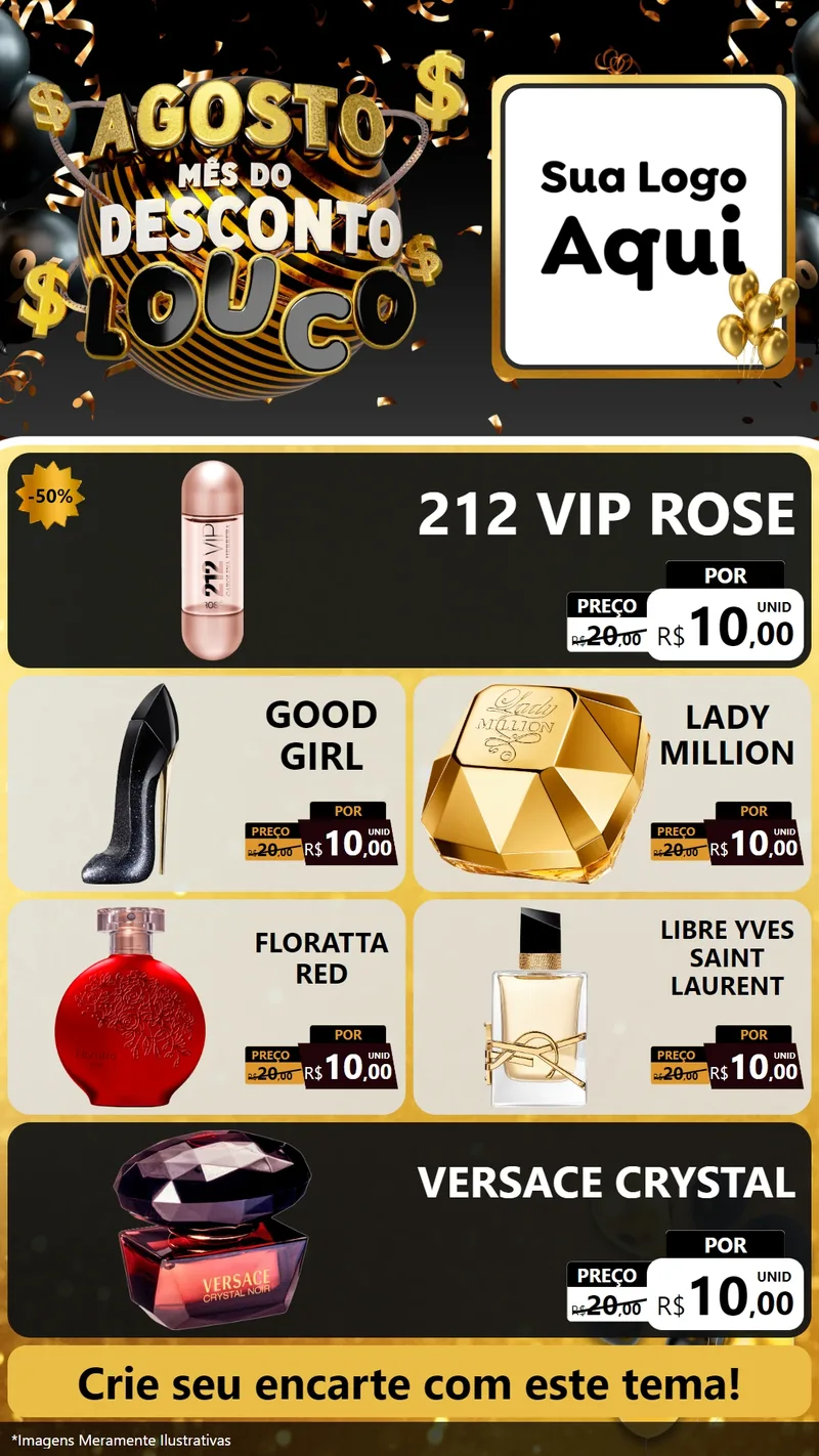 Modelo de TV para TV Vertical com o tema Agosto Mês do Desconto Louco para Perfumes