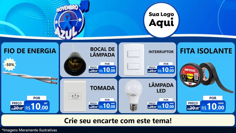 Modelo de TV para TV Horizontal com o tema Novembro Azul para Materiais Elétricos