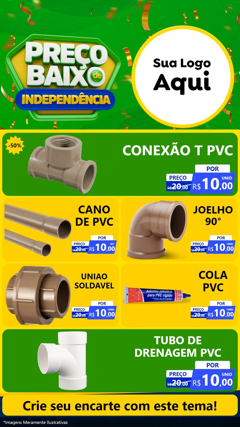 Modelo de TV para TV Vertical com o tema Preço Baixo de Independência para Tubos e conexões