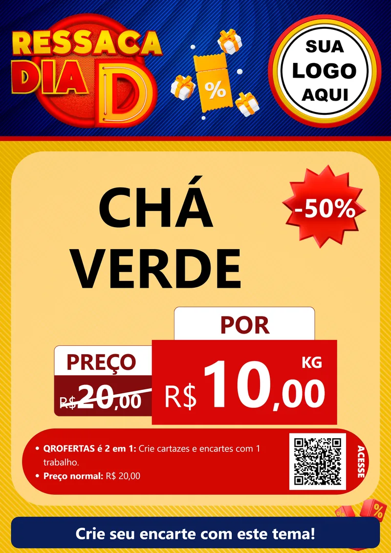 Modelo de Cartaz para Cartaz A4 Vertical com o tema Ressaca Dia D para Produtos Naturais