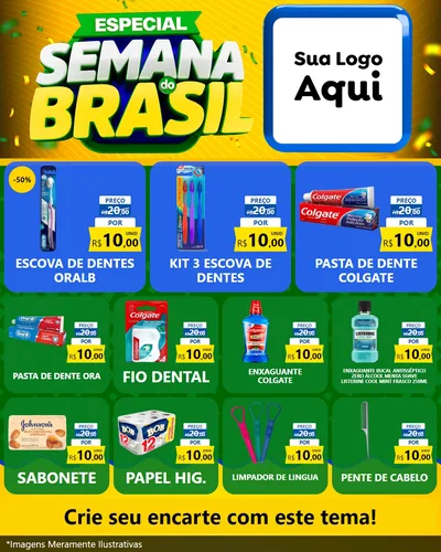 Modelo de Rede Social para Feed Instagram com o tema Especial Semana do Brasil para Higiene Pessoal
