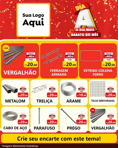 Modelo de Rede Social para Feed Instagram com o tema Dia A o Dia Mais Barato do Mês para Ferragens