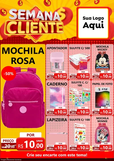 Modelo de Encarte para Encarte A4 Vertical com o tema Semana do Cliente para Papelaria