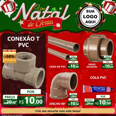 Modelo de Rede Social para Feed Facebook com o tema Um Natal de Ofertas para Tubos e conexões