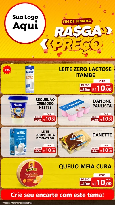 Modelo de TV para TV Vertical com o tema Fim de Semana Rasga Preços para Frios e Laticínios