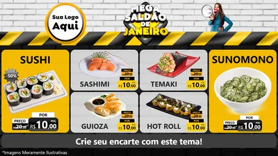 Modelo de TV para TV Horizontal com o tema Mega Saldão de Janeiro para Comida japonesa