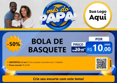 Modelo de Cartaz para Cartaz A4 Horizontal com o tema Ofertas Imperdíveis Mês Do Papai para Artigos Esportivos