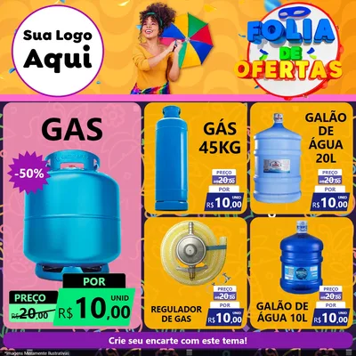 Modelo de Rede Social para Feed Facebook com o tema Folia de Ofertas para Água e gás