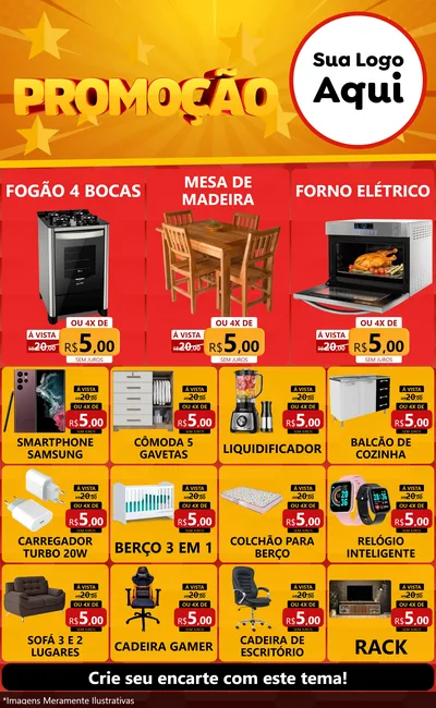 Modelo de Encarte para Encarte Grande com o tema Promoção para Móveis e Eletro