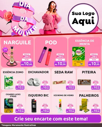 Modelo de Rede Social para Feed Instagram com o tema Dia da Mulher para Tabacaria