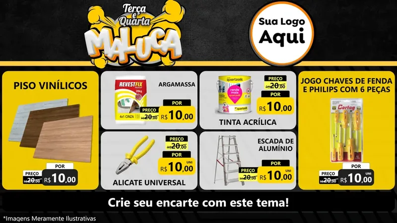 Modelo de TV para TV Horizontal com o tema Terça e Quarta Maluca para Material para Construção