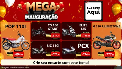 Modelo de TV para TV Horizontal com o tema Mega Inauguração para Concessionaria de Motos