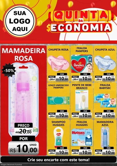 Modelo de Encarte para Encarte A4 Vertical com o tema Quinta da Economia para Bebês
