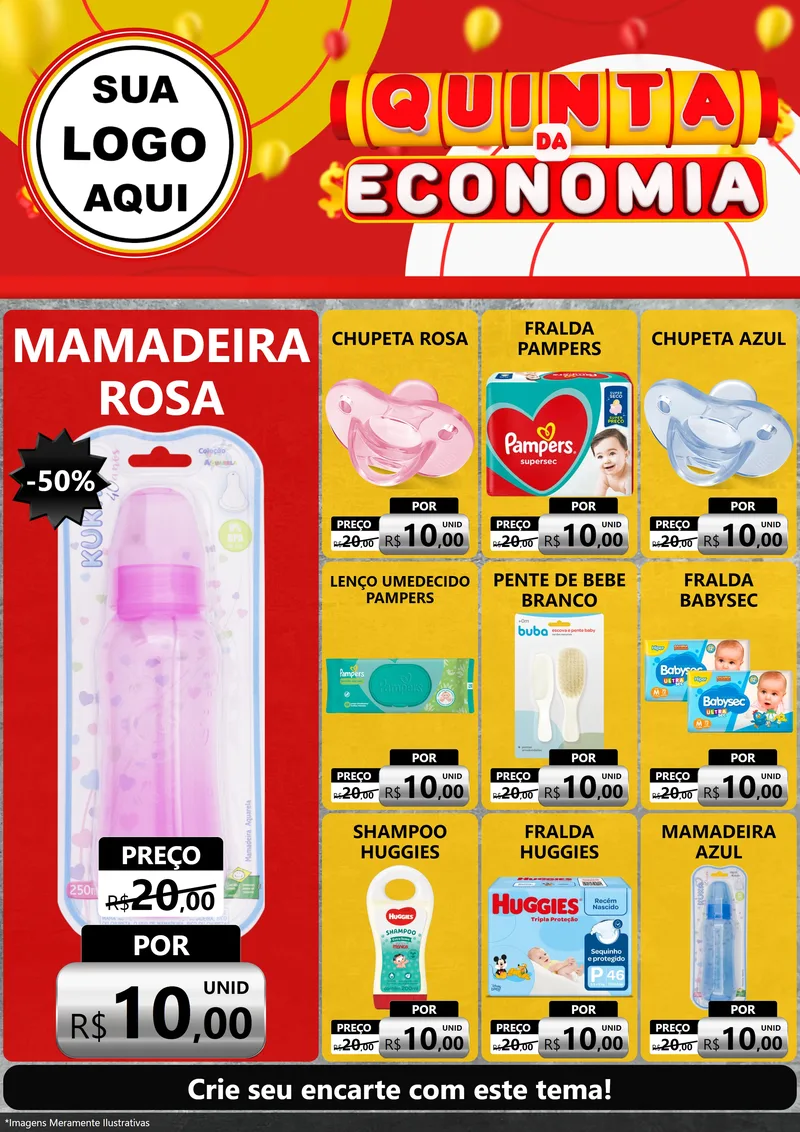 Modelo de Encarte para Encarte A4 Vertical com o tema Quinta da Economia para Bebês